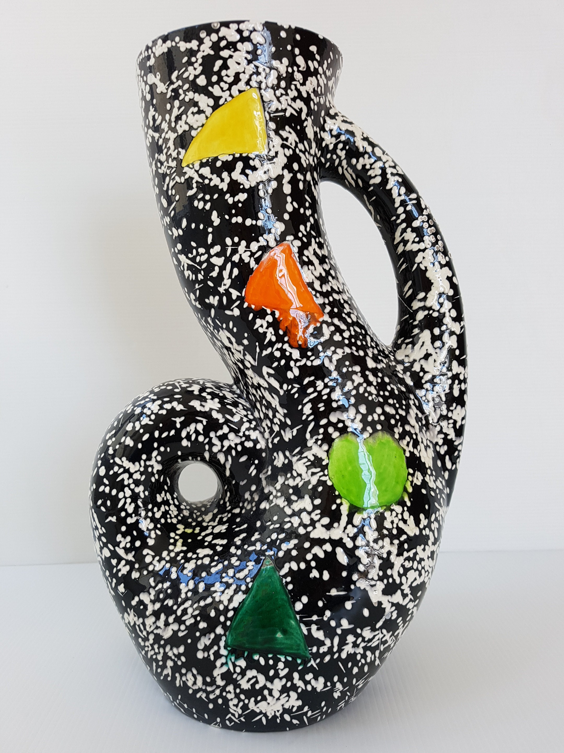 Large Vase Double Handle Ceramic 1950's French Vintage Etsy UK