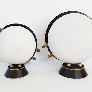 Set of 2 vintage lamps 1950 house Arlus in steel, glass & brass 50s 1950s