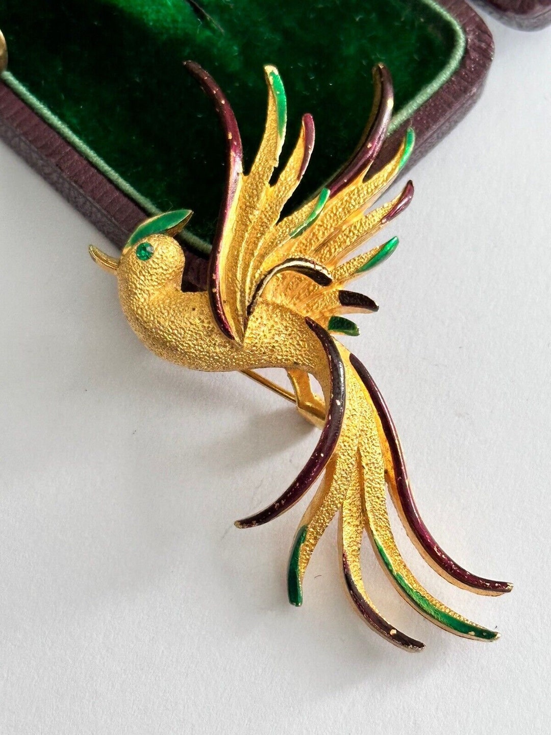 Broche Papillon Vintage Argentée - Cristaux, Diamant, Péridot, Topaze - Bijou Occasion En Parfait état