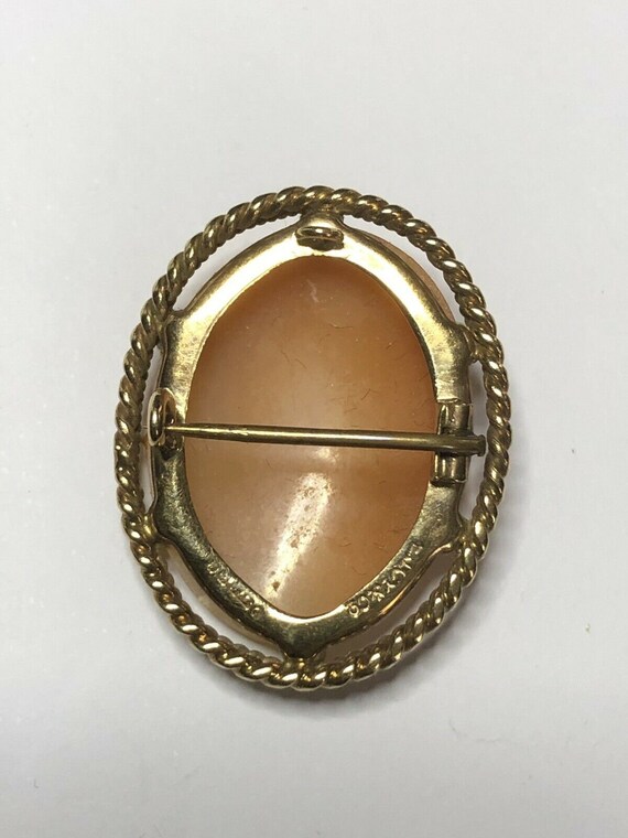 Vintage 9ct Gold Shell Carved Cameo Brooch - image 4