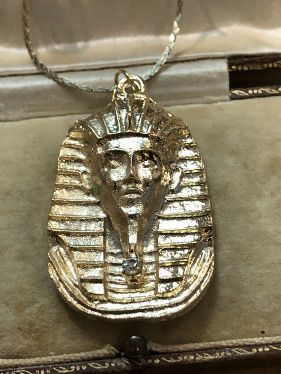 Vintage 1980s Egyptian Revival Pharaoh Gold Tone … - image 3