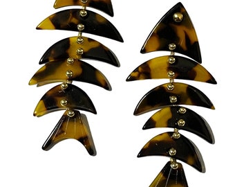 Vintage Designer J Crew Fishbone Acrylic Drop Earrings