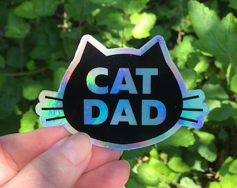 Cat Dad holographic sticker