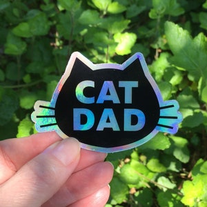 Cat Dad holographic sticker