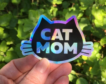 Cat Mom holographic sticker