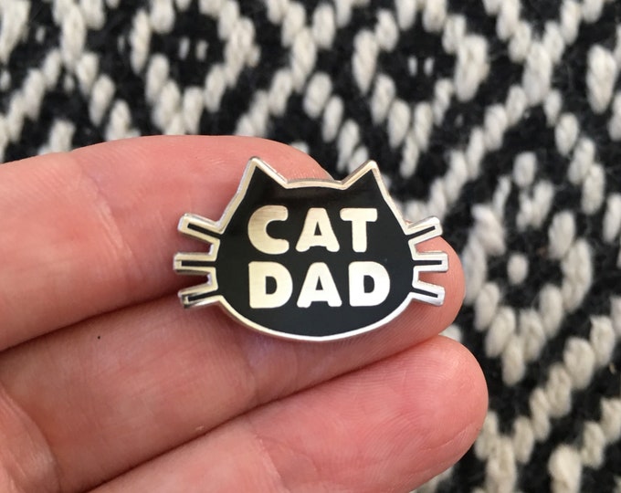 Featured listing image: Cat Dad Enamel Pin + Free Shipping (no minimum!)