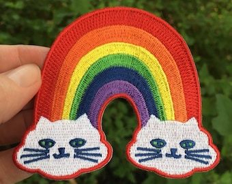 Rainbow Kitties embroidered patch, Rainbow Cat patch, Best Friend Gift, and LGBTQ Gift