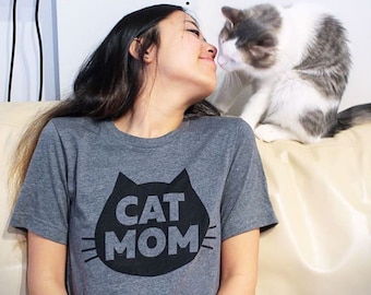 Cat Mom, The Original Cat Mom Shirt, Cat Mom T-Shirt, Crazy Cat Mom, Unisex Cat Mom T-Shirt, Gray Heather Cat T-Shirt
