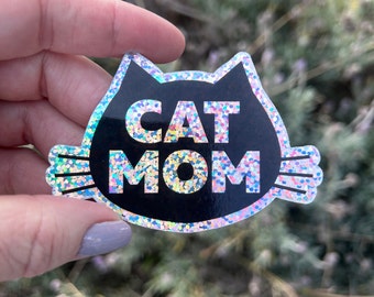 Cat Mom Glitter sticker
