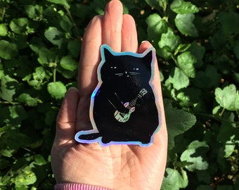 Ukulele Cat holographic sticker