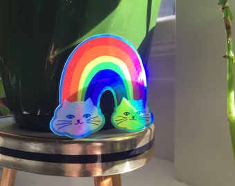 Rainbow Kitties holographic sticker