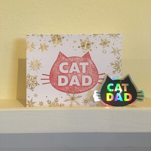 Tarjeta de Navidad de papá gato del gato: tarjeta escrita a mano por tu gato con pegatina