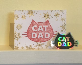 Cat Dad Christmas Card from the Cat: Handwritten Card from Your Cat with Sticker