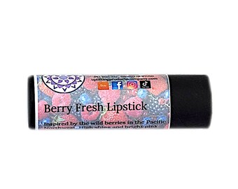 Berry Fresh LipStick - Chemical Free Mineral Pigment Cocoa Butter