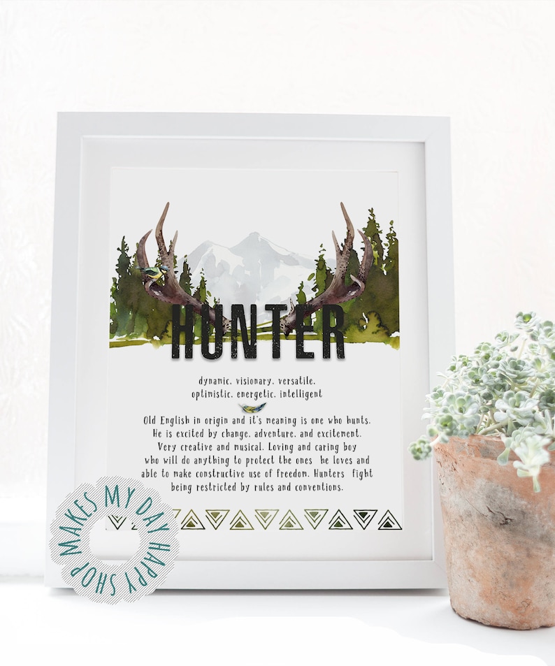 hunter-name-meaningcustom-name-personalized-art-print-with-etsy