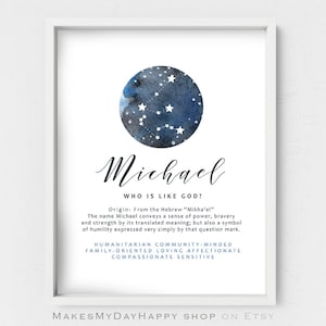 Michael Name wall art,zodiac signs poster,Constellation Star map,Personalized zodiac,Custom name meaning,Night starry sky,Sign of the Zodiac