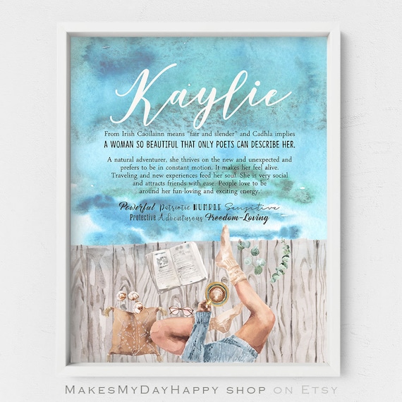 Kaylie name meaning,First name wall art,Custom first Name,Lagom home,Fun  loving poster,millennials gift,teenager gift idea,Name traits sign