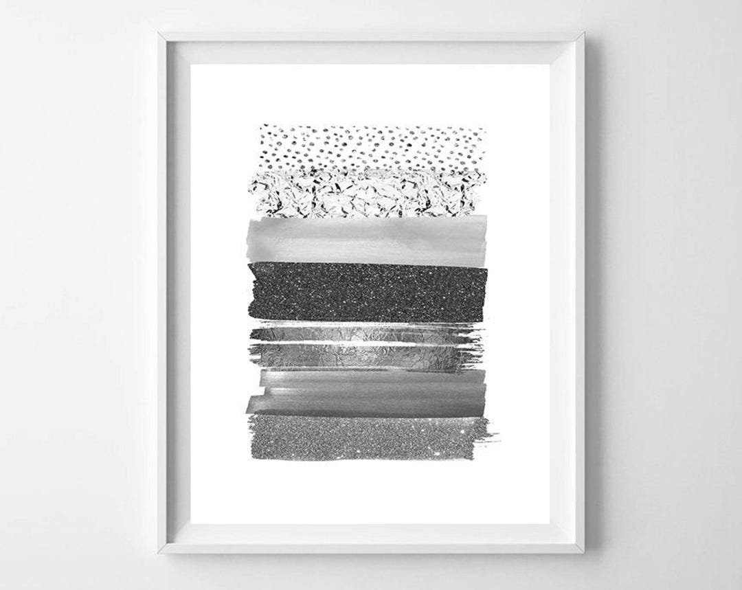 Silver Wall Art,silver Stripes,nursery Stripes,silver Modern Art,silver