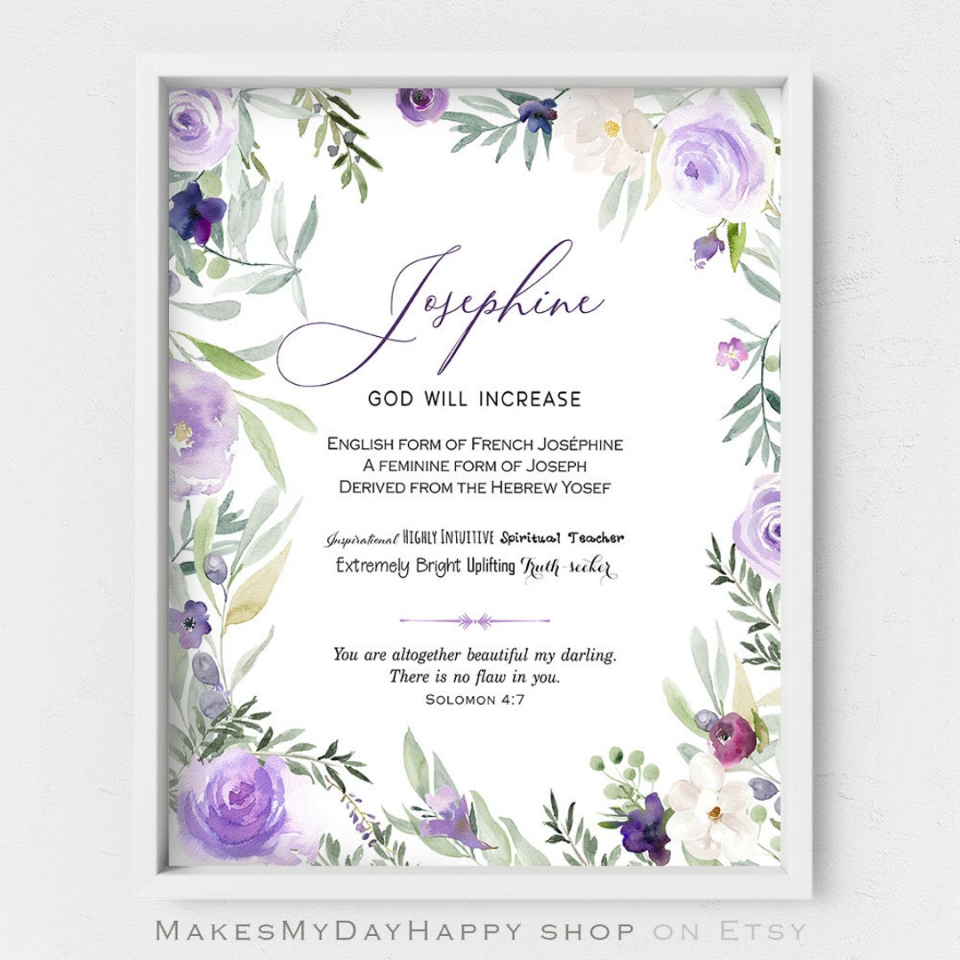 Josephine Name Meaningcustom Name Wall Artpurple Etsy