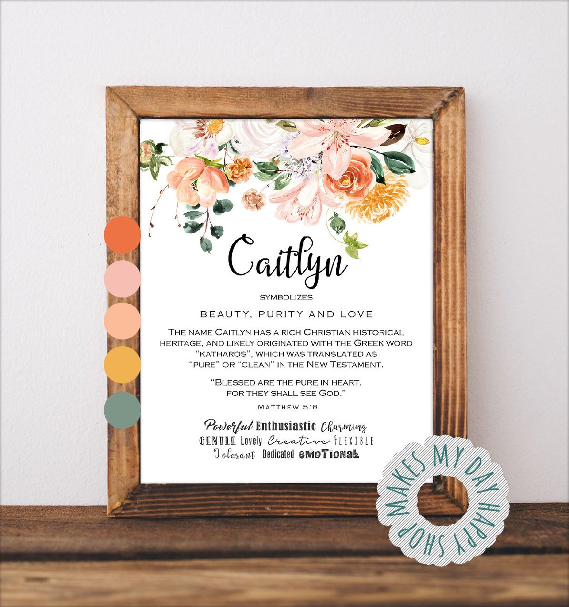 Personalized Printable Name Meaning Wall Art Gift for Newborn Etsy