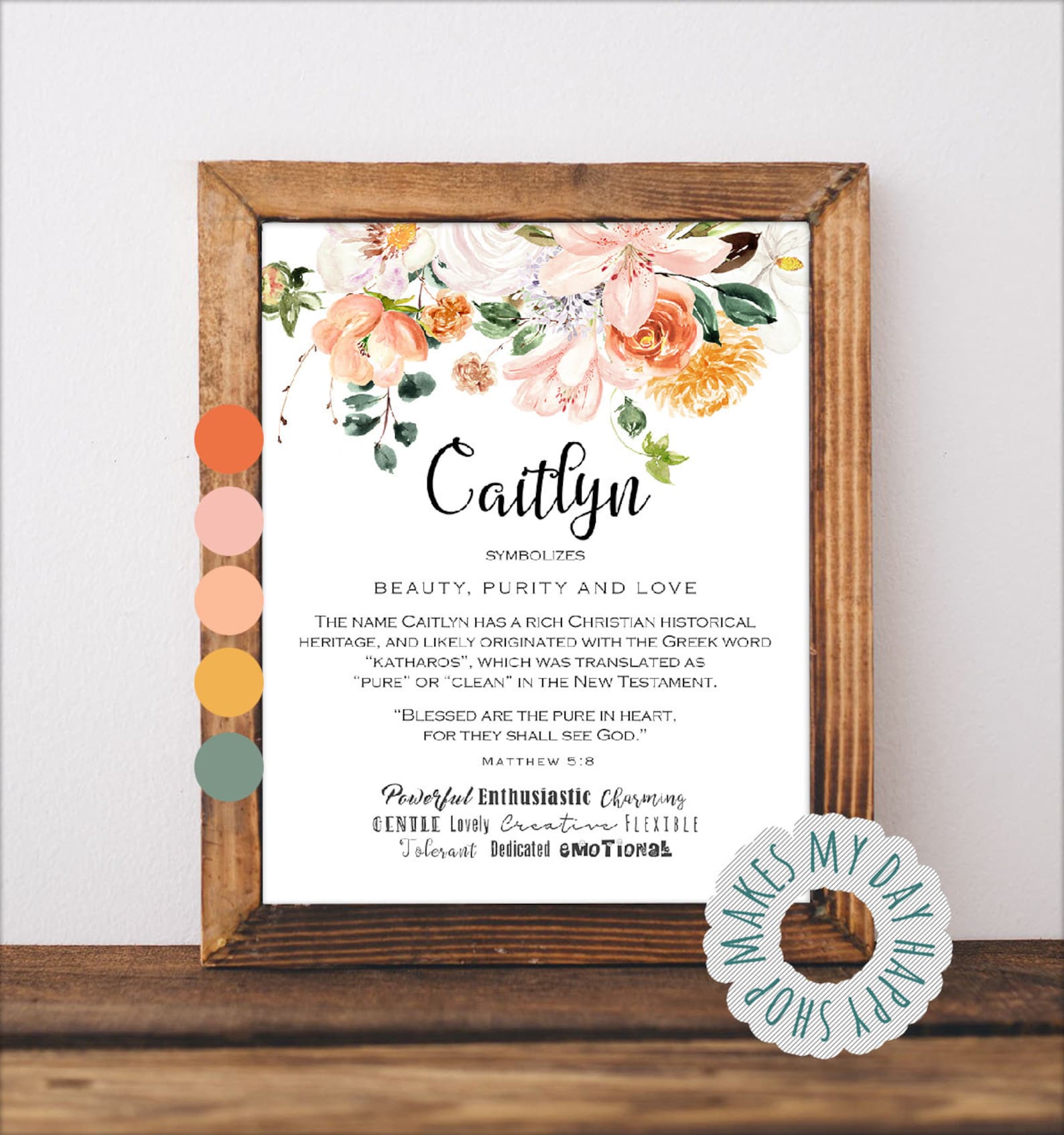 Personalized Printable Name Meaning Wall Art Gift for Newborn Etsy