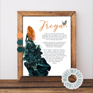 Personalized Name meaning,Freya name,Nordic Mythology,Custom Name,Printable Meaning of Name,new mom gift,nursery decor,gift for friend