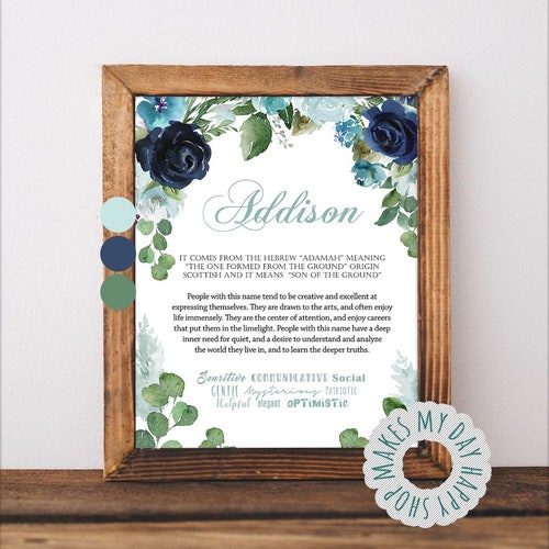 Custom Printable Name Meaning Wall Art Gift for Newborn Mom Etsy