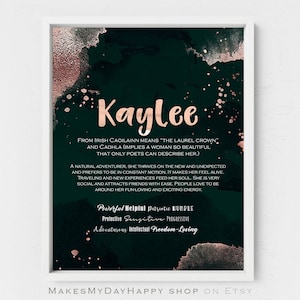 Kaylee name meaning,abstract rose gold,Irish names meaning,Dark green wallpaper,Custom name origin,First Name gift,Best friend present