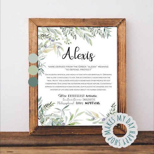Custom Name Meaning Printable Wall Artwhite Blush Etsy