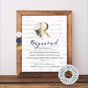 Raymond boy Name meaning,Custom Name wall art,Personalized Meaning of Name,baby shower gift,Gold Letter nursery art,First name newborn gift