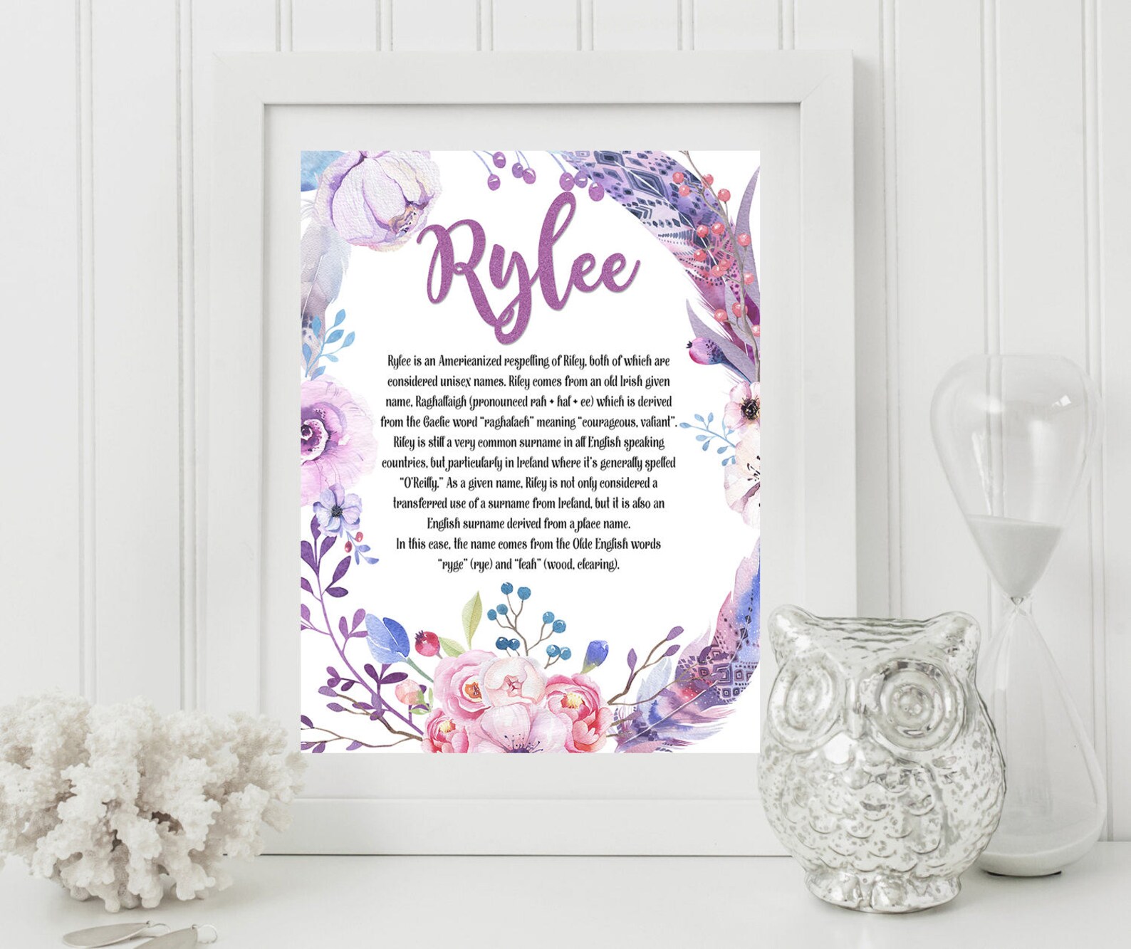 Custom Name Personalized Art Print With Meaning of Namebaby Etsy