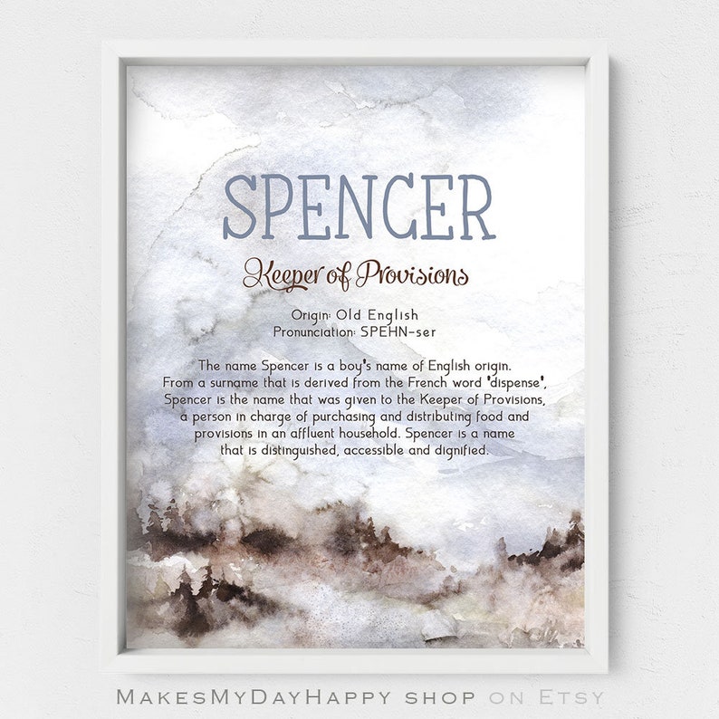 Spencer First Name Wall Artcustom Name Meaningname Sign Etsy