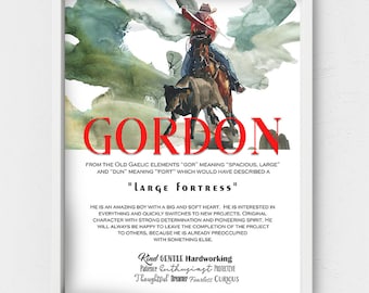 Gordon meaning of name ,first name meaning,Watercolor cowboy theme,birthday anniversary,cowboy  theme wallpaper,biblical name meaning,bestie