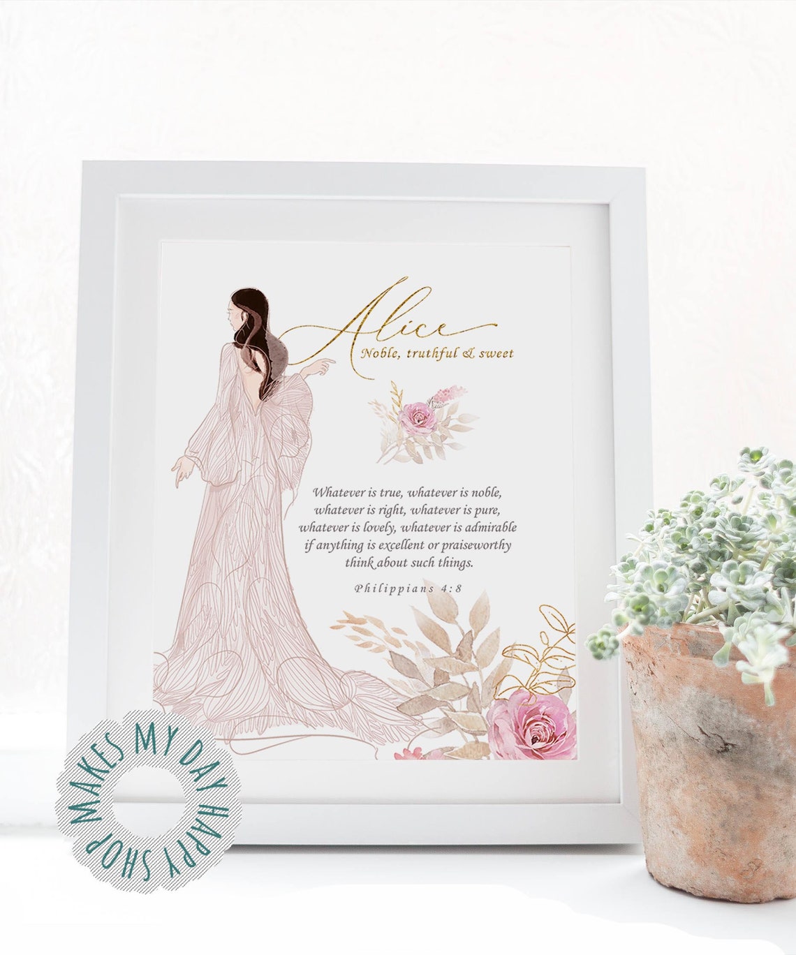 Personalized Printable Name Meaning Wall Art Gift for Newborn Etsy