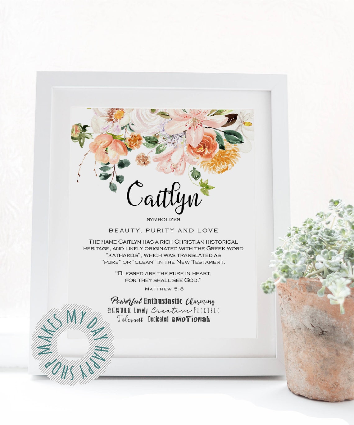 Personalized Printable Name Meaning Wall Art Gift for Newborn Etsy