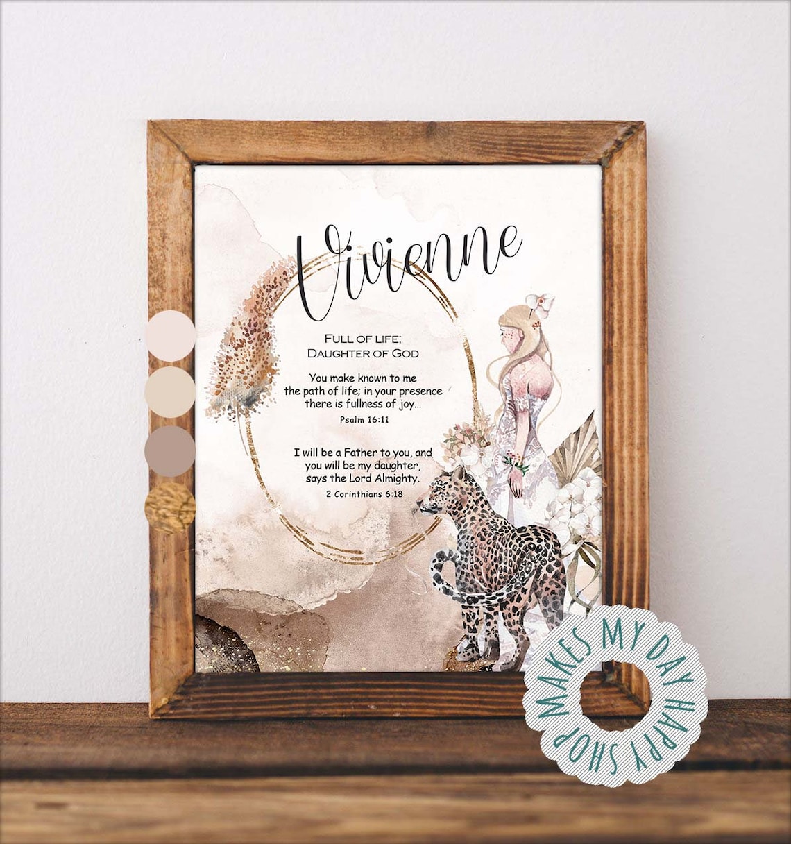 Vivienne Custom Name meaning printable wall ArtFloral Etsy