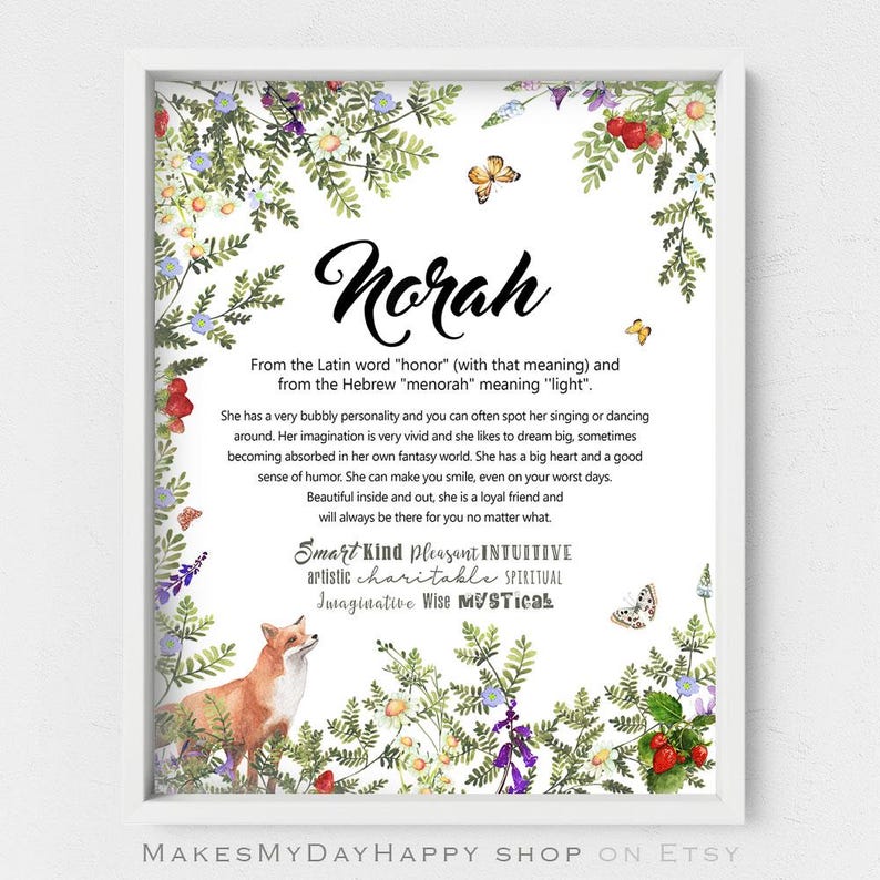 Norah Name meaning,Spring forest,wild flowers,Woodland animal,little