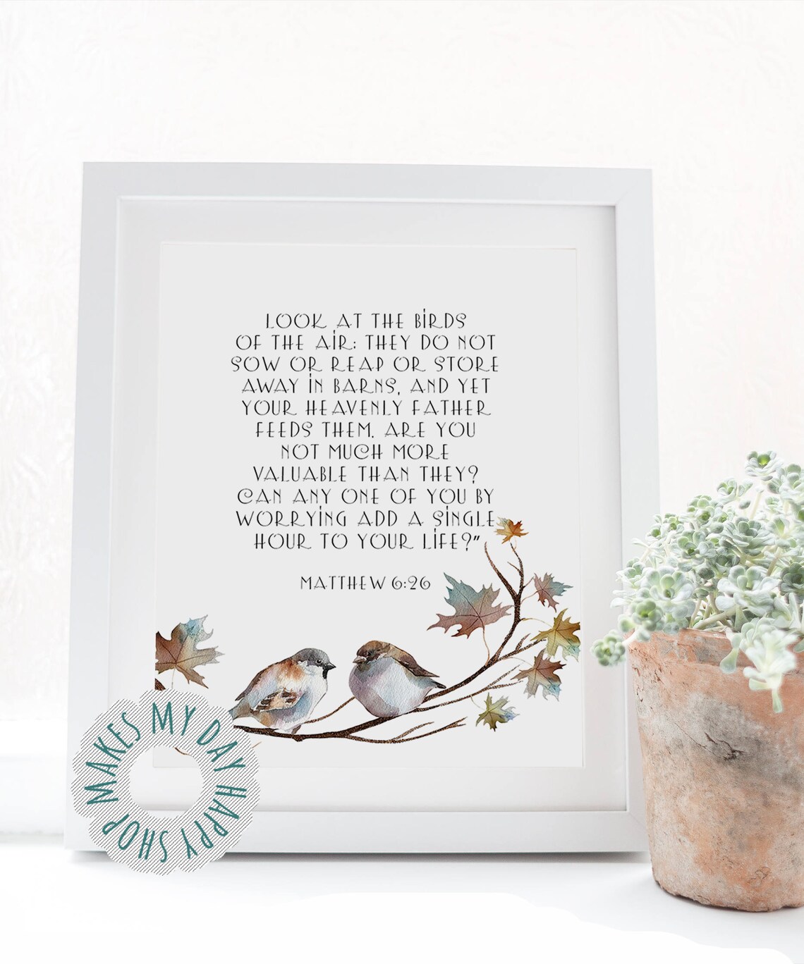 Matthew 626 Bible Verse PrintLook at the birds of the air Etsy