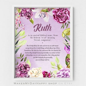 Ruth origin of name,name art printable,meaning of name,custom printable art,custom neam meaning room decor,name Ruth wallpaper,Nursery decor
