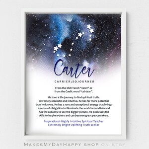 Carter,Personalized Name meaning,Constellation Star map,Custom Printable Meaning of Name,Astral map,Custom Night sky print and Name wall art