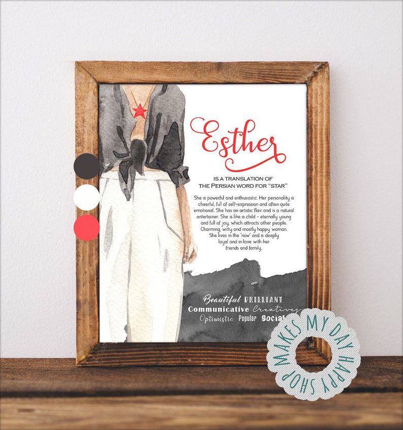 Esther Personalized Name Meaningcustom Name Meaning Artgift Etsy