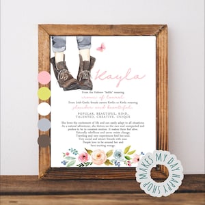Kayla name meaning printable wall art,Custom Name meaning,gift for a teenager adventurer,Girl birthday gift,Personalized girls room poster