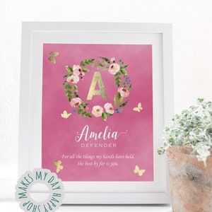 Custom Name Meaning Name Personalized Wall Art Print Tahlia Pink Baby Custom Name Meaning Name Personalized Wall Art Print Tahlia Pink Baby
