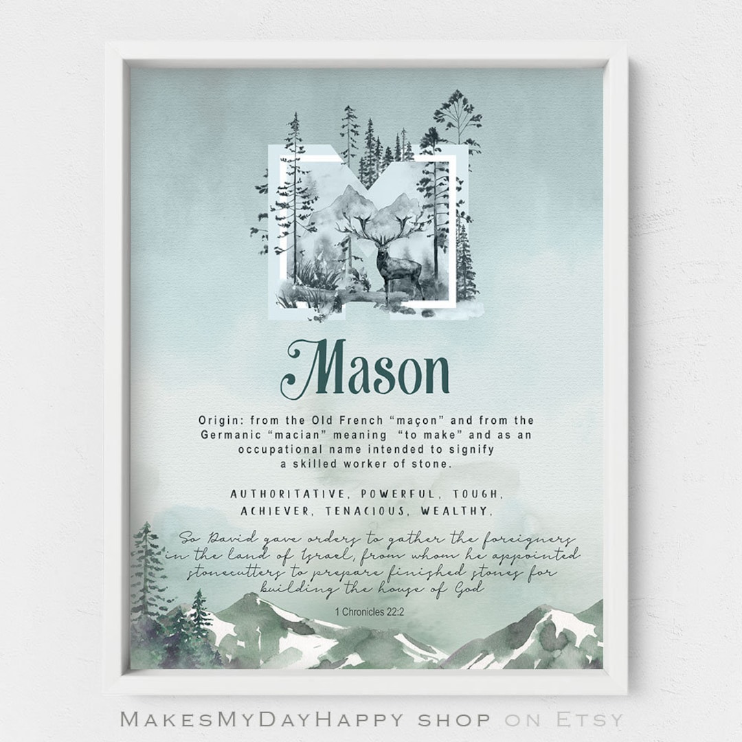 Mason Personalized Name Meaningbiblical Meaning1 Chronicles Etsy