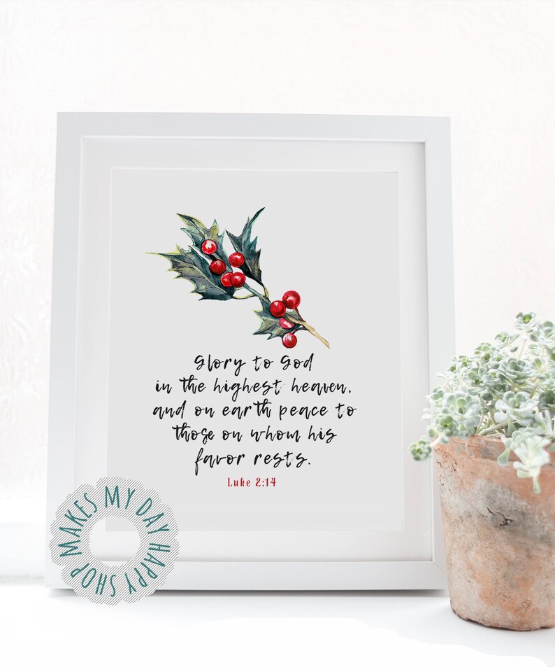 Christmas Bible Quote Luke 2:7 printable wall artHoly night | Etsy