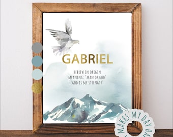 Printable Meaning of Name,newborn name meaning,Gabriel name,Personalized nursery decor,Custom Name,baby shower gift,new mom gift,new baby