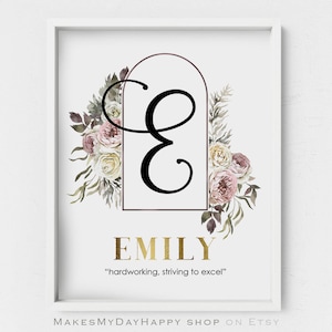 Custom name meaning decor,Boho style,Sign Name wall art,Emily name,Personalized first name Meaning,Adult Birthday gift,Best friend present
