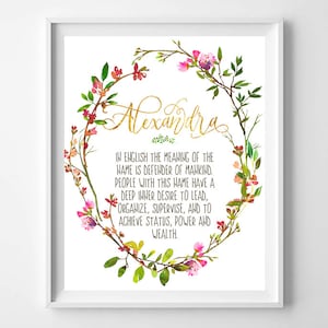 Custom Name Personalized Art Print with Meaning of Name,baby shower gift,nursery art,new mom gift,nursery decor,newborn gift,new baby