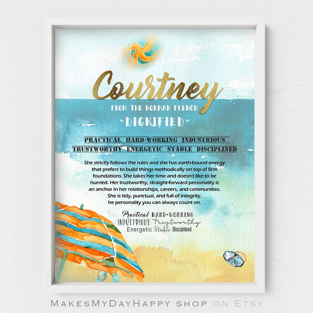 Courtney Name Meaningfirst Name Wall Artcustom First Etsy