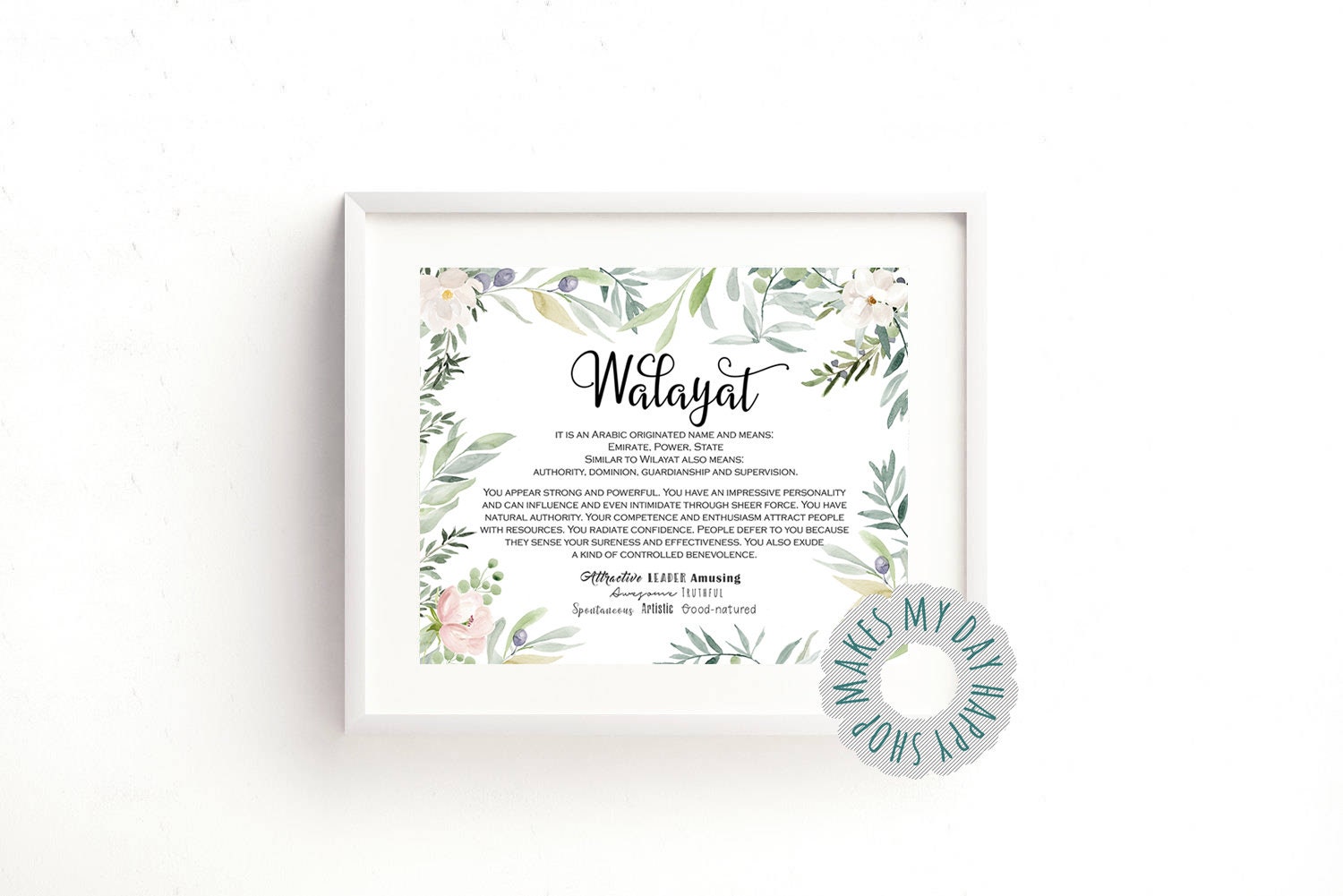 Lena Name Meaning Printable Wall Artgreen Leaf Personalized Etsy UK